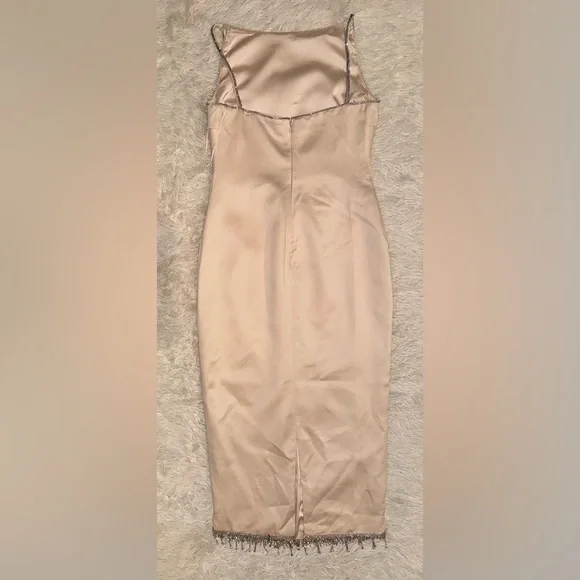 New HOUSE OF CB 'Margiela' Ivory Crystallised Midi Dress sz M - Picture 7 of 11